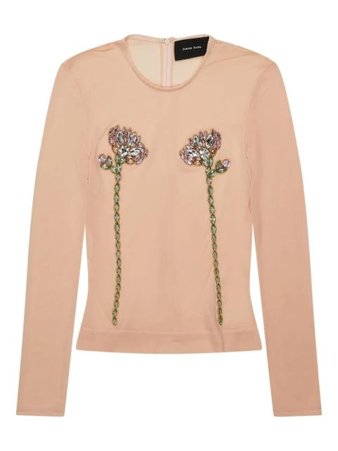 Simone Rocha floral-embellished long-sleeve top - Neutrals - zdjęcie produktu nr 1