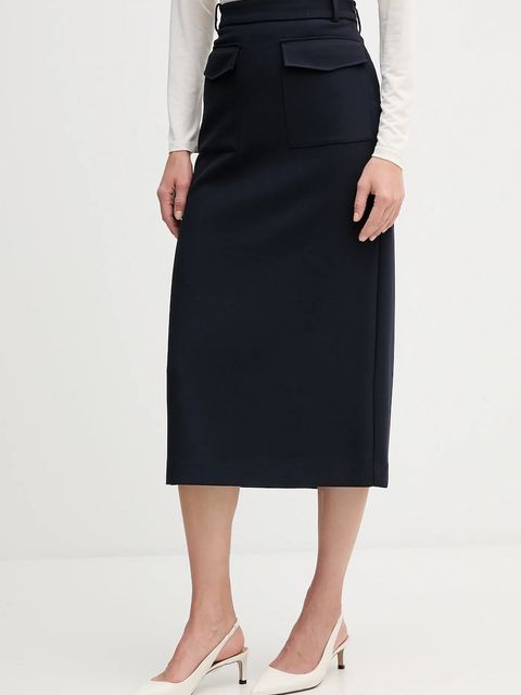 Tommy Hilfiger spódnica kolor granatowy midi rozkloszowana WW0WW47497 - zdjęcie produktu nr 1