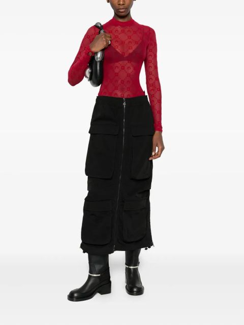 Marine Serre long-sleeve patterned top - Red