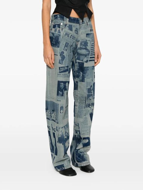 Jean Paul Gaultier newspaper-print straight jeans - Blue - zdjęcie produktu nr 2