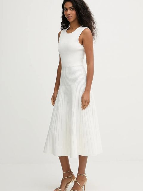 Herve Leger sukienka Cassia kolor beżowy midi rozkloszowana DMC8548625 - zdjęcie produktu nr 2