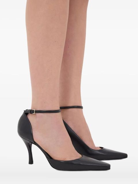 LouLou de Saison 85mm Carllas asymmetric ankle strap pumps - Black