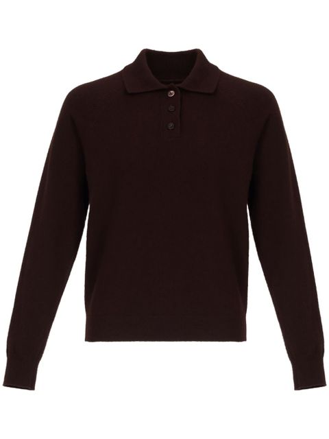 Maison Margiela polo collar ribbed knit top - Brown - zdjęcie produktu nr 1