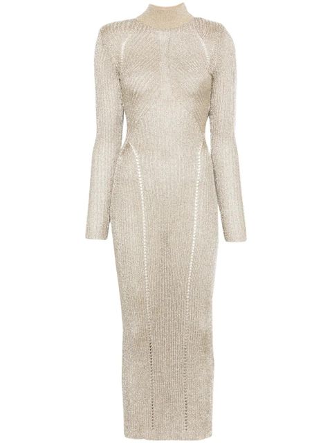 Self-Portrait lurex knitted maxi dress - Gold - zdjęcie produktu nr 1