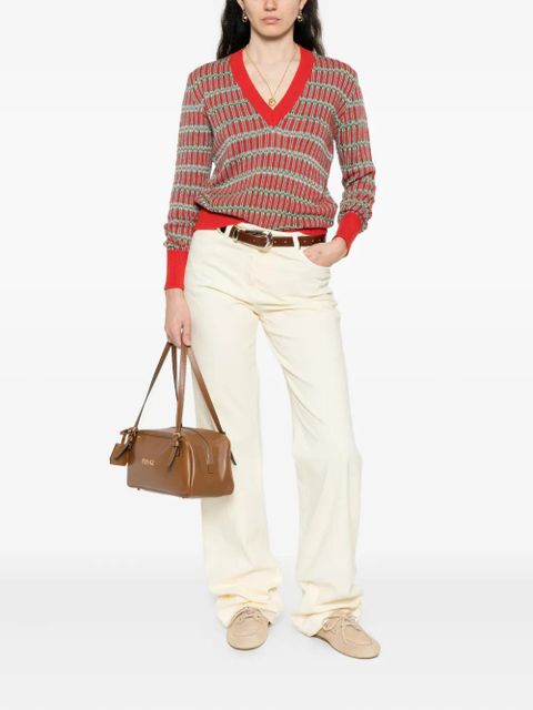 ETRO geometric-pattern V-neck sweater - Red - zdjęcie produktu nr 2