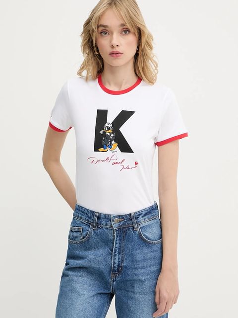 Karl Lagerfeld t-shirt bawełniany KL X DISNEY damski kolor biały A3W17089 - zdjęcie produktu nr 1