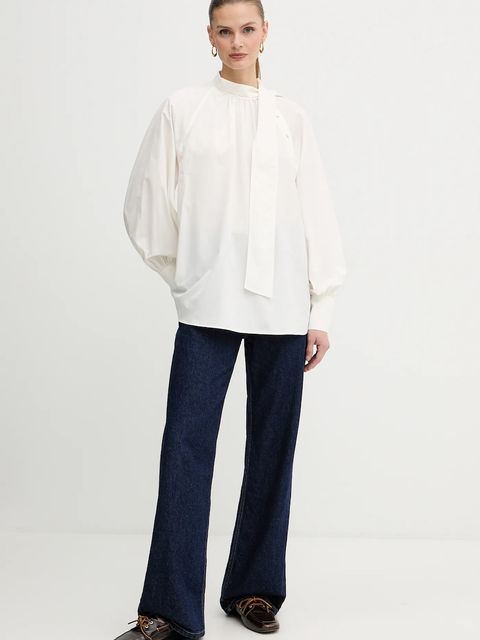 Weekend Max Mara bluzka bawełniana BURGOS damska kolor beżowy gładka 2525116013600 - zdjęcie produktu nr 2