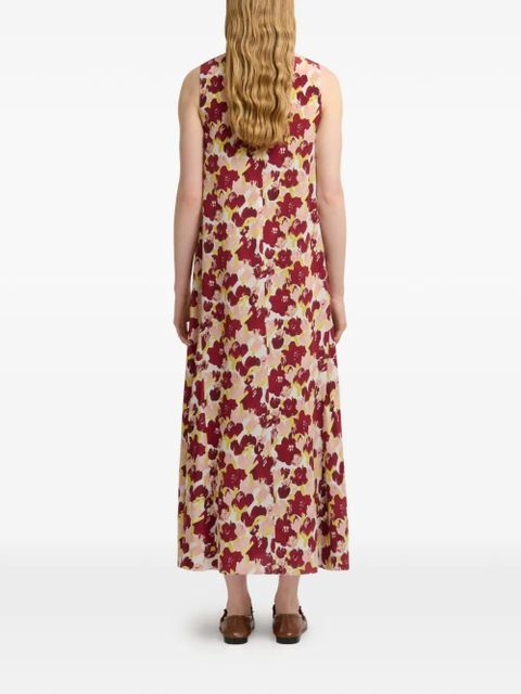 Marni floral pleated silk dress - Red