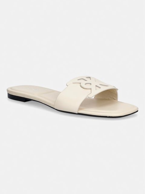 Calvin Klein klapki damskie skórzane SQUARE FLAT SANDAL EMBLEM - zdjęcie produktu nr 2