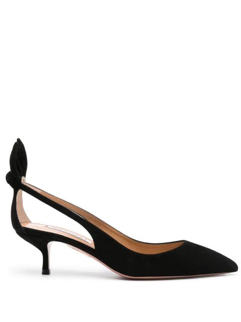Aquazzura 50mm Bow Tie suede pumps - Black - zdjęcie produktu nr 1