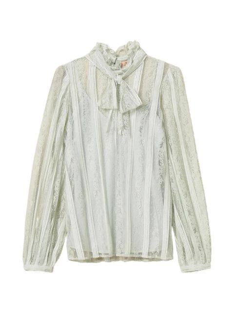 TWINSET striped lace bow blouse - Blue - zdjęcie produktu nr 1