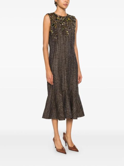 FENDI embellished ruffled dress - Brown
