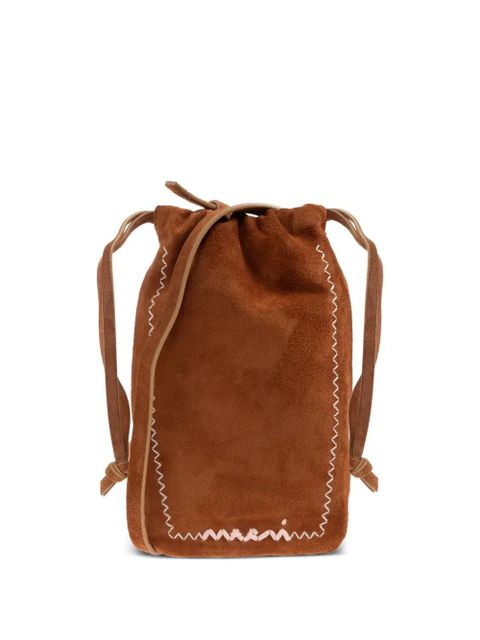 Marni drawstring suede-leather cross body bag - Brown - zdjęcie produktu nr 1