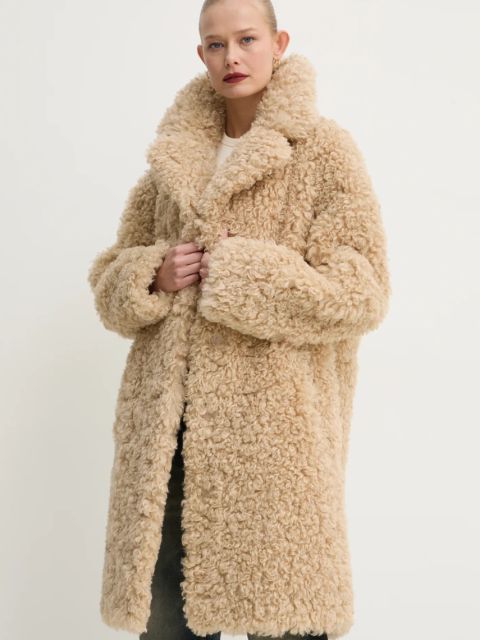 Stand Studio płaszcz Camille Cocoon Coat damski kolor beżowy przejściowy oversize 61137-9061 - zdjęcie produktu nr 1