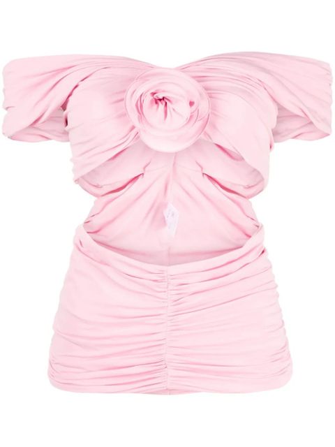 Magda Butrym rose-appliqué ruched top - Pink - zdjęcie produktu nr 1