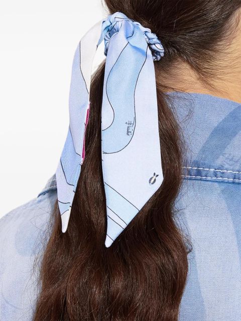 PUCCI silk hair tie with foulard-detail - Blue