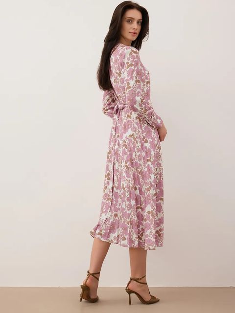 Bizuu sukienka NYLA kolor różowy midi rozkloszowana NYLA RÓŻOWY