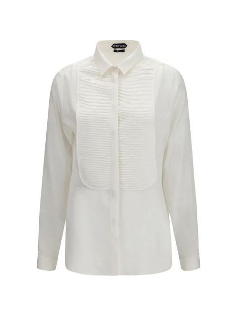 TOM FORD pleated-plastron silk shirt - White - zdjęcie produktu nr 1