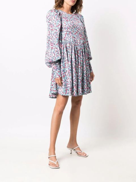 ROTATE BIRGER CHRISTENSEN floral-print long-sleeve midi dress - Blue
