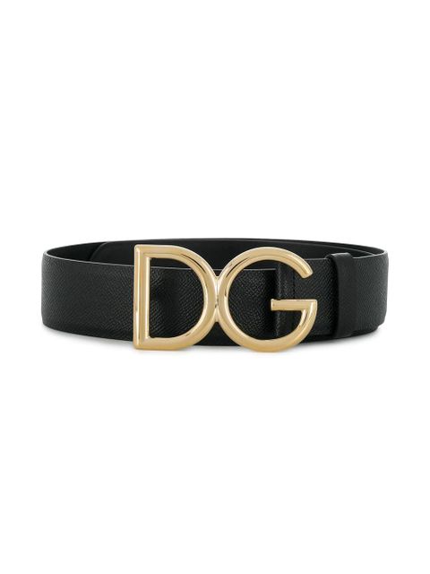 Dolce & Gabbana DG logo pebbled leather belt - Black - zdjęcie produktu nr 1