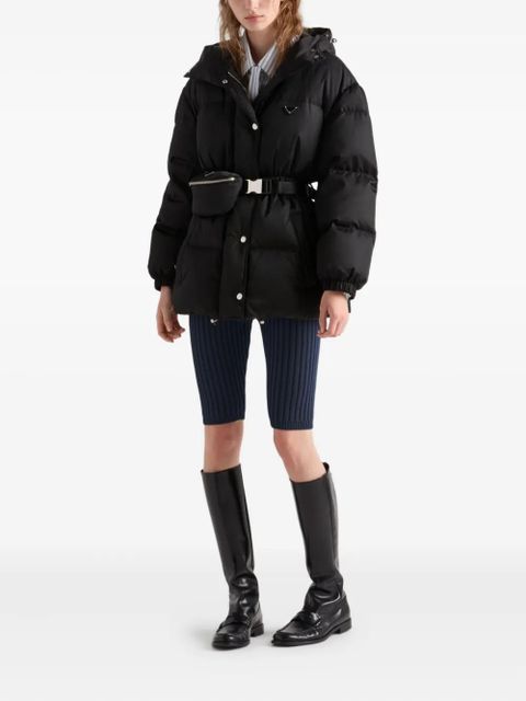Prada hooded belted down jacket - Black - zdjęcie produktu nr 2