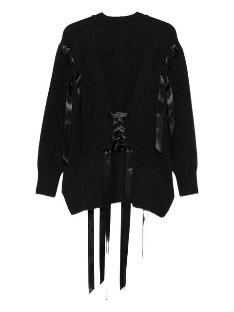 Simone Rocha ribbon-detail knitted cardigan - Grey