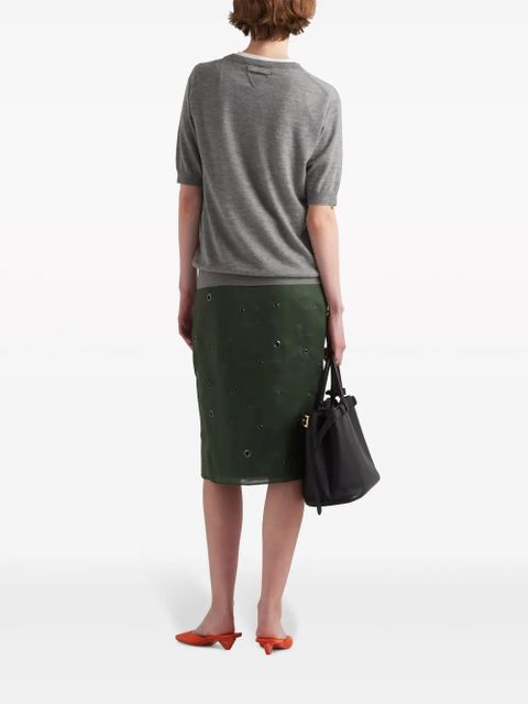 Prada triangle-logo cashmere knitted top - Grey