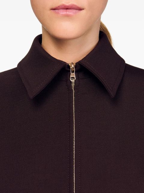 SANDRO zip-fastening elasticated-hem jacket - Brown