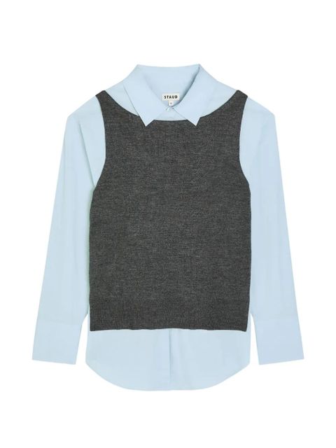 STAUD Damian layered poplin shirt - Blue - zdjęcie produktu nr 1