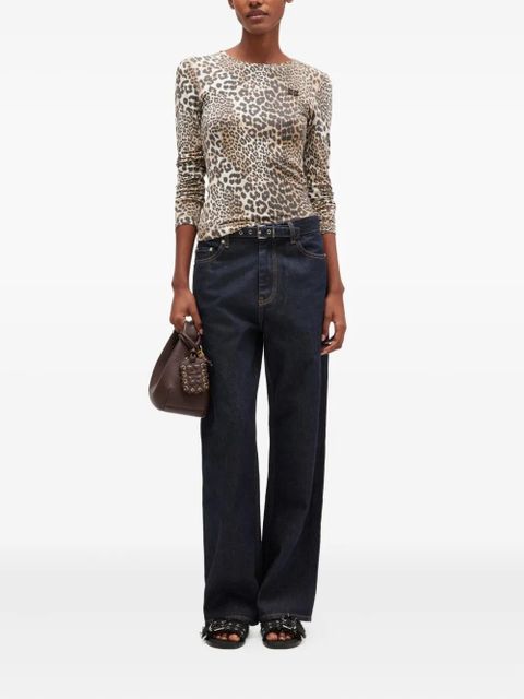 GANNI leopard long-sleeve top - Brown