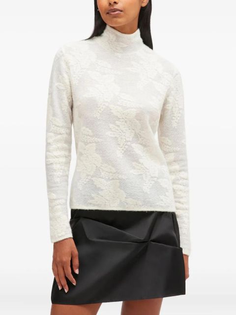 GANNI flower jacquard mockneck top - White - zdjęcie produktu nr 2