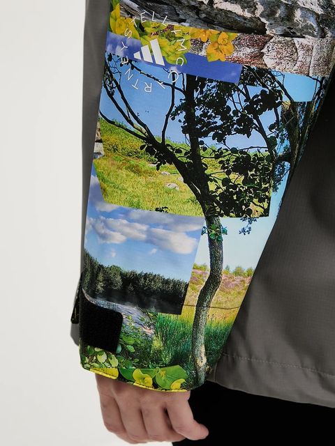 adidas by Stella McCartney kurtka przeciwdeszczowa TrueNature Earth Collage damska kolor zielony przejściowa oversize JF8480