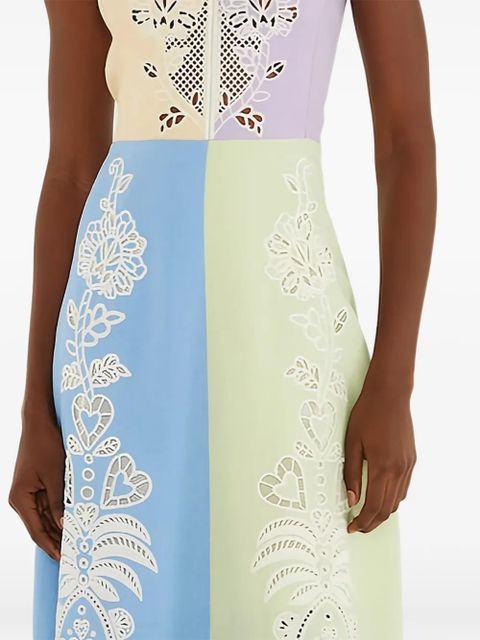 FARM Rio patchwork broderie anglaise midi dress - Blue - zdjęcie produktu nr 2