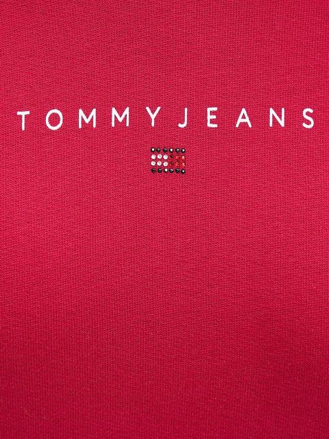 Tommy Jeans bluza bawełniana damska kolor różowy z kapturem z nadrukiem DW0DW21607