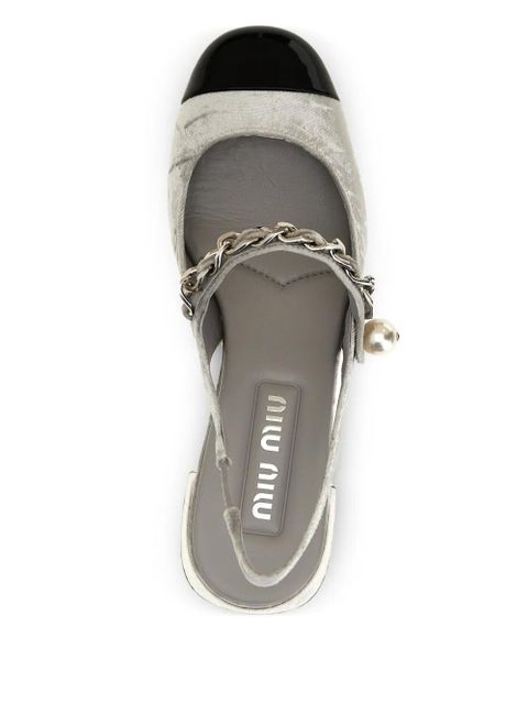 Miu Miu 35mm velvet slingback pumps - Silver