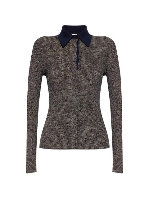 Ferragamo ribbed-knit polo shirt - Blue - zdjęcie produktu nr 1