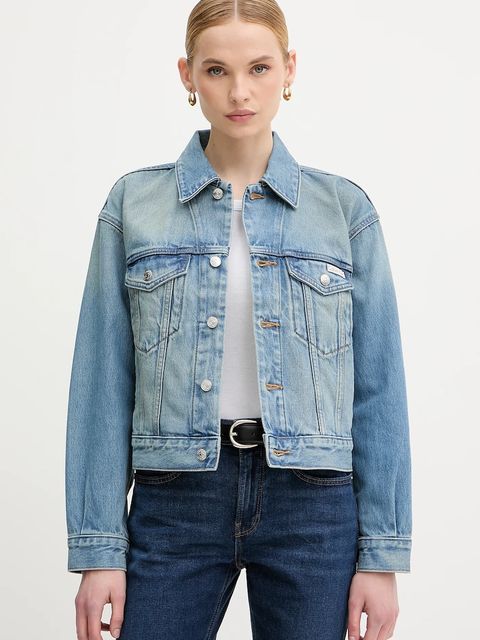 Calvin Klein Jeans kurtka jeansowa kolor niebieski przejściowa LV047B075G - zdjęcie produktu nr 1