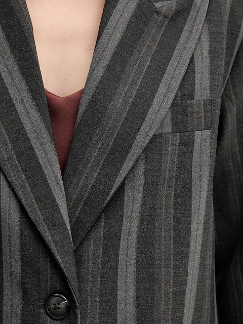 Mos Mosh marynarka ELVY kolor szary jednorzędowa wzorzysta 173870