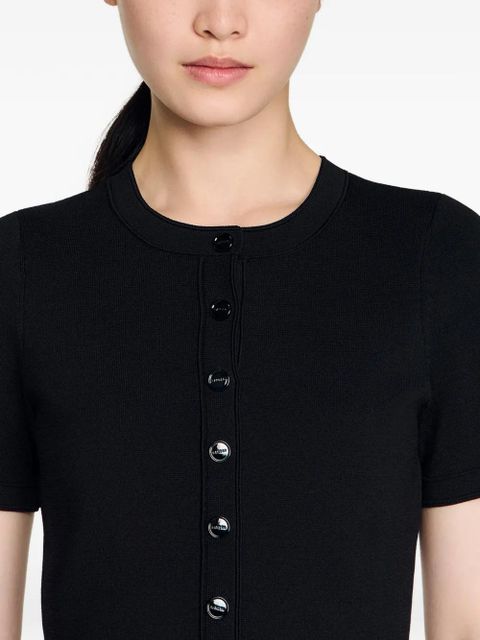 SANDRO button fitted knitted dress - Black