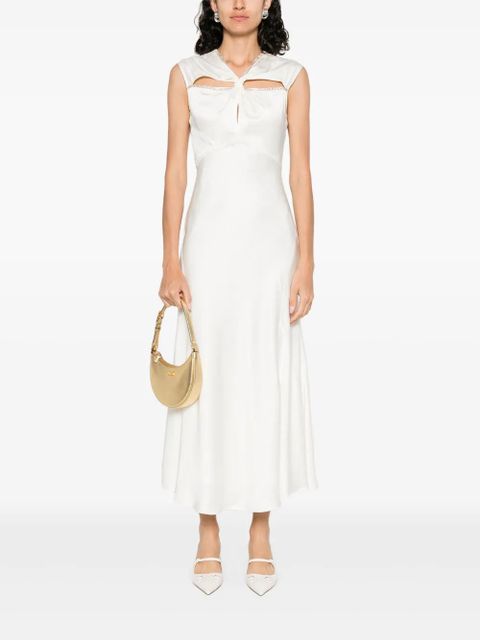 SANDRO long crystal-embellished dress - White
