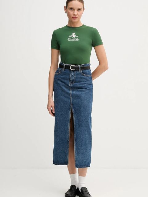 Tommy Hilfiger t-shirt damski kolor zielony WW0WW47316