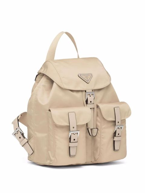Prada small logo-plaque backpack - Neutrals