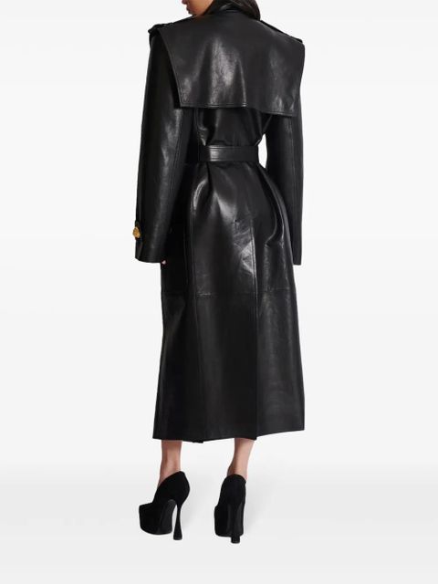 Balmain belted lambskin trench coat - Black