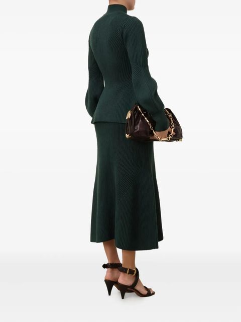 ZIMMERMANN Hypnotic ribbed midi skirt - Green