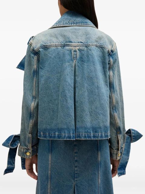 GANNI bow-embellished denim jacket - Blue