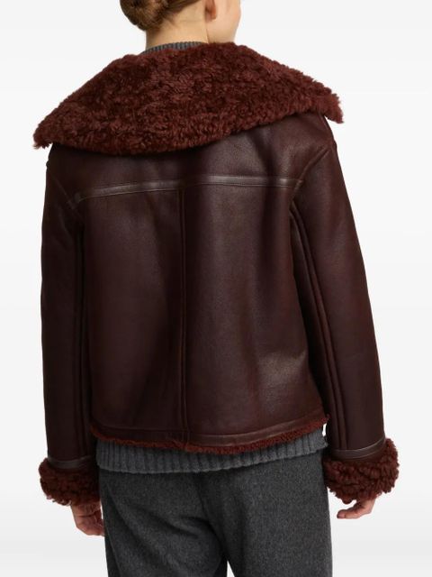 Yves Salomon shearling-collared zip-front jacket - Brown
