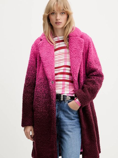 Desigual płaszcz z domieszką wełny ICECREAM kolor różowy 25WWEW64 - zdjęcie produktu nr 1