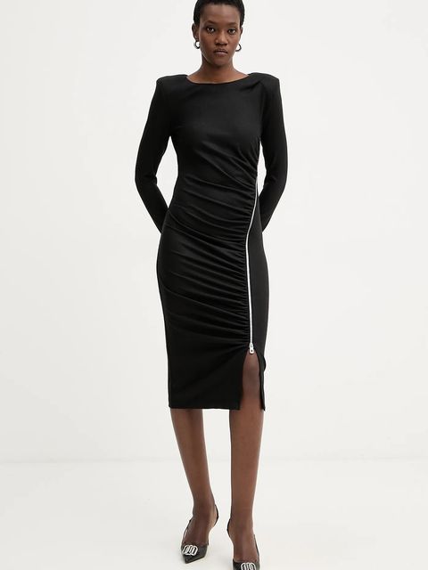 Pinko sukienka z dodatkiem wełny kolor czarny mini dopasowana 106126 A2ZU