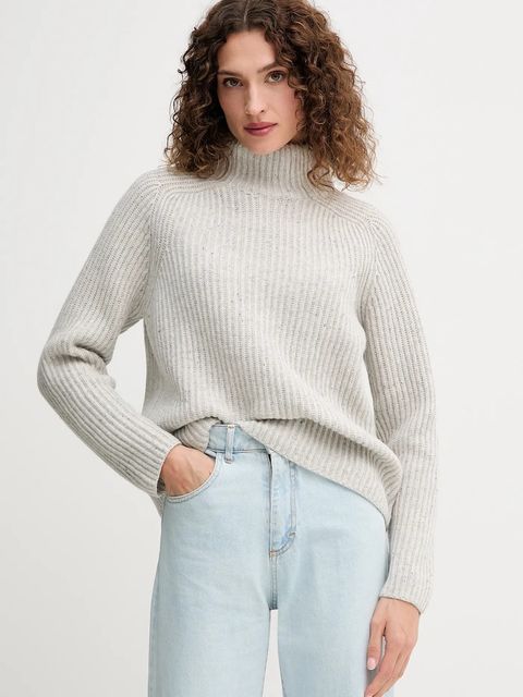 Mos Mosh sweter wełniany damski kolor szary z golfem 165750 - zdjęcie produktu nr 1