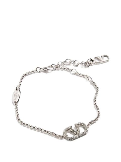 Valentino Garavani VLogo Signature crystal-embellished bracelet - Silver - zdjęcie produktu nr 1